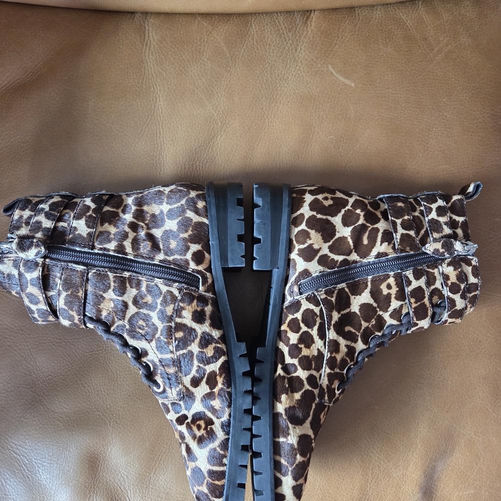 Rebecca Minkoff Jaiden Cowhide Animal Print Combat Boots - Picture 8 of 11